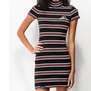Lurking Class Chic Striped Mini Dress in Black, White, and Red